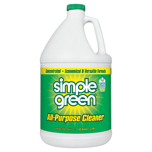 White one-gallon Simple Green jug with green label reading “All-Purpose Cleaner” on a white background