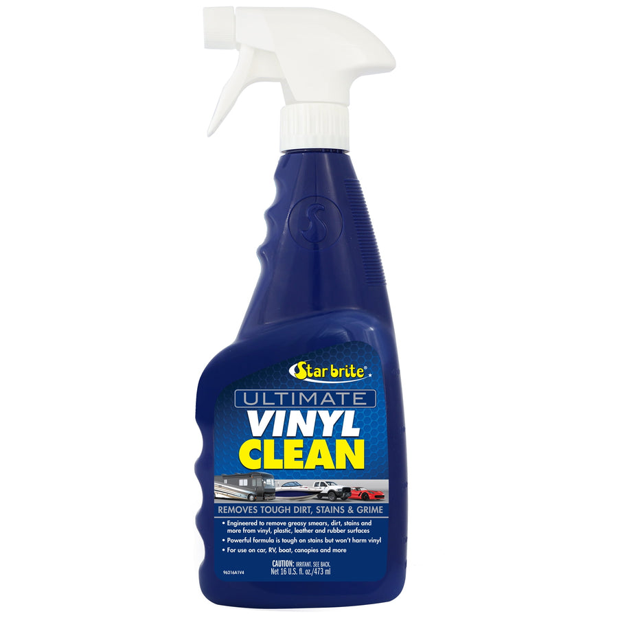 Blue Star brite Ultimate Vinyl Clean spray bottle with white trigger, front label visible on white background