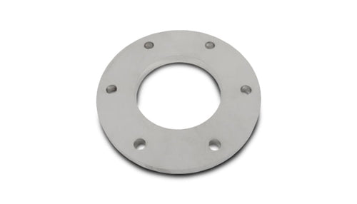 Vibrant stainless steel round V-band turbo outlet flange with central opening and multiple bolt holes