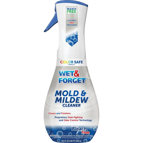 wet & forget mold and mildew cleaner spray bottle, color safe and bleach free, 16.9 fl oz