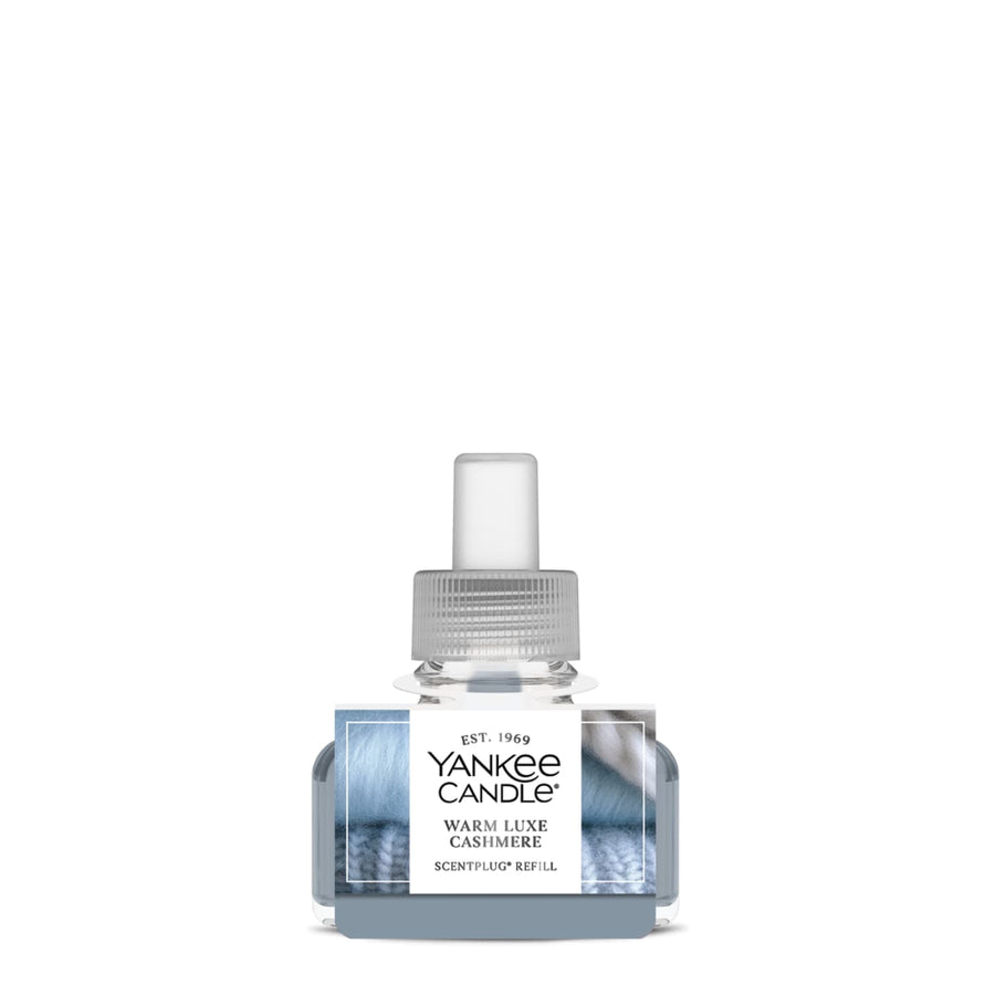 Single Yankee Candle Warm Luxe Cashmere ScentPlug refill bottle centered on a white background