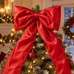 Satin Bow Christmas Tree Topper, Red, 7', by Holiday Time – view 2