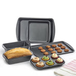 Mainstays 6 Piece Non-Stick Carbon Steel Bakeware Set with Cake, Muffin, Cookie and Loaf Pans, Gray – view 2