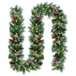 9ft Snowed Norfolk Pine Christmas Garland, Prelit Artificial Garland with LED Lights & 8 Modes, Battery Operated, For Fireplace Mantel, Stair, Indoor Outdoor Decor, 1-Pack – view 2