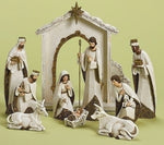 10-Piece Ivory And Gold Religious Christmas Nativity Figurine Set, 11.5"