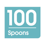 Graphic badge reading '100 Spoons' in white type on a teal square background