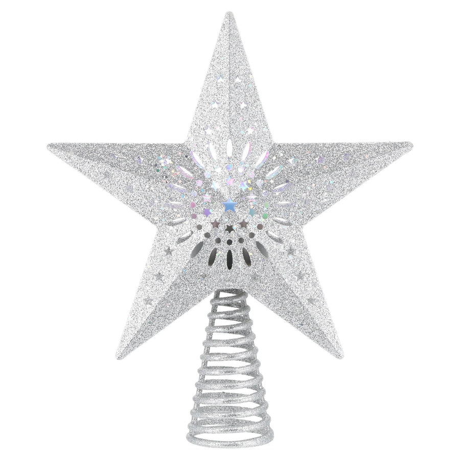 Projection LED Star Christmas Tree Topper, Silver, 10", by Holiday Time