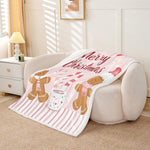 Christmas Fleece Throw Blanket Gingerbread Man Sherpa Blanket for Kids Women Plush Fuzzy Xmas Decor 40"x50" Pink for Bed Couch Chair Living Room Bedroom Decor – view 2