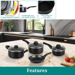 Mainstays 7-Piece Nonstick Aluminum Cookware Set, Black – view 3