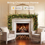 9ft Outdoor Pre-Lit Christmas Garland, PE+PVC Lighted Pine Garland for Fireplace Mantel with Lights & Timer, 8 Modes, Battery Operated, Green – view 3