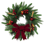 Artificial Pine Christmas Wreath with Lemon Slices and Red Berries Indoor Outdoor Universal Hanging Decoration 24 Inch – view 2