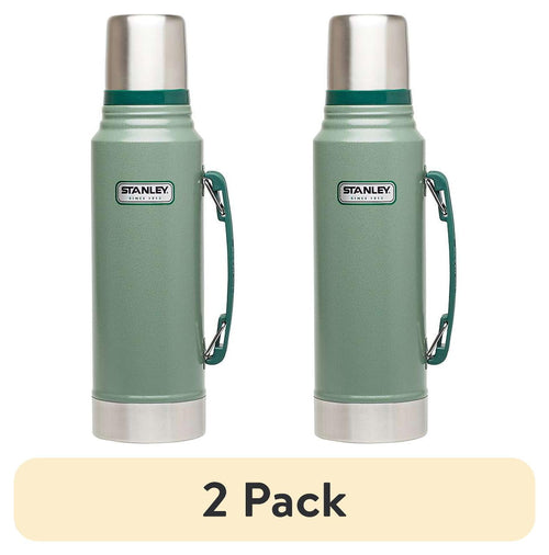 (2 pack) (2 pack) STANLEY Classic Vacuum Bottle, Green/Silver