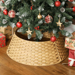 Rustic Hand-Woven Christmas Tree Collar - Natural PE & Metal, Fits 82.7"-106.3" Trees, 3-Panel Assembly, Hides Stand & Pet-Protective – view 2