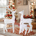 VEIKOUS 3-Piece Christmas Lighted Reindeer Family Decoration w/200 LED Lights&Ground Stakes, White – view 2