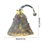 HHBEAUTY 17.7 Inch Tabletop Mini Artificial Christmas Tree, Mini Plush Crooked Top Christmas Tree, Christmas Tree With Flower, Bow and LED Decor, Christmas Home Decor, Gift for Friends, Blue – view 3