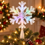 LED Color-Changing Snowflake Christmas Tree Topper, White, 11.75", by Holiday Time – view 2