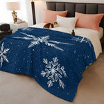 Navy Blue Christmas Fleece Throw Blanket for Couch, Xmas Snowflake Winter Microfiber Flannel Blanket for All Season, Lightweight Soft Throw Blankets for Bed, Sofa, Travel, 50"x60" – view 3