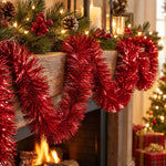 Tinsel Christmas Garland, Red, 12', by Holiday Time – view 2
