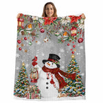 Grey Christmas Fleece Throw Blanket for Couch, Snowman Xmas Tree Ball Snowflake Winter Wooden Microfiber Flannel Blanket for All Season, Lightweight Soft Throw Blankets for Bed, Sofa, Travel, 50"x60" – view 2