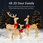 Best Choice Products 3-Piece 2D Deer Family Set, Lighted Christmas Outdoor Decoration w/ 175 Lights, Stakes - Gold – view 2