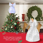 Ayieyill Angel Treetop, 12-Inch, Christmas Angel Tree Topper, Lighted Angel Tree Topper White -Christmas Tree Topper Decoration Ornament (Silver) – view 3
