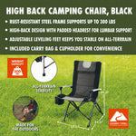 Ozark Trail High Back Camping Chair, Black, Adult – view 2