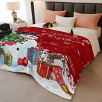 Red Snowman Christmas Fleece Throw Blanket for Couch, Xmas Tree Gifts Snowflake Winter Microfiber Flannel Blanket for All Season, Lightweight Fuzzy Plush Throw Blankets for Gifts, Office, 40"x50" – view 3