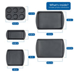 Mainstays 6 Piece Non-Stick Carbon Steel Bakeware Set with Cake, Muffin, Cookie and Loaf Pans, Gray – view 3