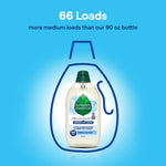 Single Seventh Generation Sensitive Skin detergent bottle centered inside a stylized outline of a larger bottle with text highlighting 66 loads.
