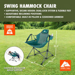 Ozark Trail Swing Hammock Chair with Built-in Pillow, Green – view 2
