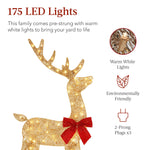 Best Choice Products 3-Piece 2D Deer Family Set, Lighted Christmas Outdoor Decoration w/ 175 Lights, Stakes - Gold – view 3
