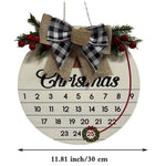 Christmas Home Decoration Christmas Wooden Countdown Calendar Round Wall Door Hanging Tag Wooden Advent Calendar Round Wall Hanging Decor Free Size – view 2