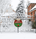 Eveokoki Christmas Door Wreath Merrychristmas Hanging Wall Sign for Front Door 12'' Round Xmas Tree Winter Wreath Wooden Porch Signs with Bow Porch Farmhouse Home Wall Decor – view 3