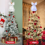Ayieyill Angel Treetop, 12-Inch, Christmas Angel Tree Topper, Lighted Angel Tree Topper White -Christmas Tree Topper Decoration Ornament (Silver) – view 2