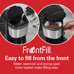 Hamilton Beach Front Fill 5-Cup Programmable Drip Coffee Maker Machine with Glass Coffee Pot, Cafetera, Black – view 3