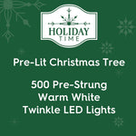 7.5' Pre-Lit Birchwood Fir Green Artificial Christmas Tree with 500 Warm White Twinkle LED Lights, Quick Set, and Stand, by Holiday Time – view 3