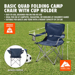 Ozark Trail Quad Folding Camp Chair with Cup Holder, Dark Blue – view 2