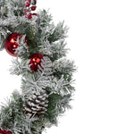 24" Flocked Pine Red Ball Berries & Silver Cedar Artificial Christmas Wreath - Unlit – view 2