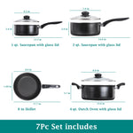 Mainstays 7-Piece Nonstick Aluminum Cookware Set, Black – view 2