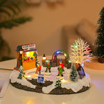 Christmas Decoration Light Music Resin Christmas Village House with Light, Music, and Snowman – view 3