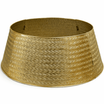 Gold Metal Christmas Tree Collar, Decorative Christmas Tree Skirt Alternative for Base Cover, Durable, Holiday Tree Base Decoration, Fits Most Trees, Modern Christmas Décor, Gold – view 2