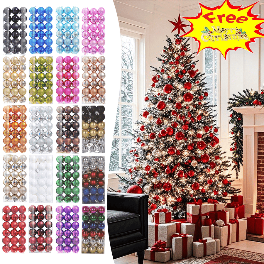 ABOUTYES 36Pcs Christmas Balls Ornaments, Christmas Shatterproof Ball with Strings - Christmas Decorations for Xmas Tree, Holiday, Wedding, Party, Christmas Ornaments (Free Pendant)