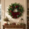 Artificial Pine Christmas Wreath with Lemon Slices and Red Berries Indoor Outdoor Universal Hanging Decoration 24 Inch