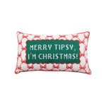 Holiday Time Merry Tipsy Decorative Christmas Lumbar Pillow