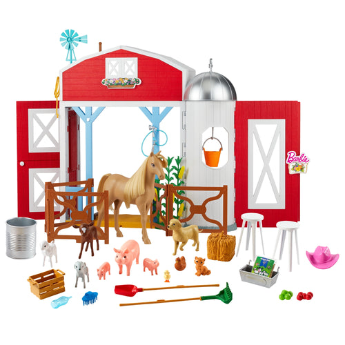 Barbie Horse Barn Playset with 25+ Feeding & Grooming Accessories [Walmart Exclusive]