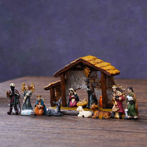 Christmas Nativity Figurine Set, Jesus Manger Scene, Nativity Sets & Figures, Birth of Jesus for Christmas, Christmas Nativity Scenes Holy Family Statue, Hand Resin Craft Statue A