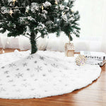 Christmas Tree Skirt - 48 inches Large White Luxury Faux Fur Tree Skirt Christmas Decorations Holiday Thick Plush Tree Xmas Ornaments