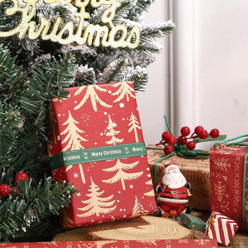 Gift Wrapping Paper Roll 58" x 23", Christmas Printed Gift Wrap, Easy Cut & Fold, Durable Paper for Birthday, Holiday, Party and DIY Crafts,4 Rolls