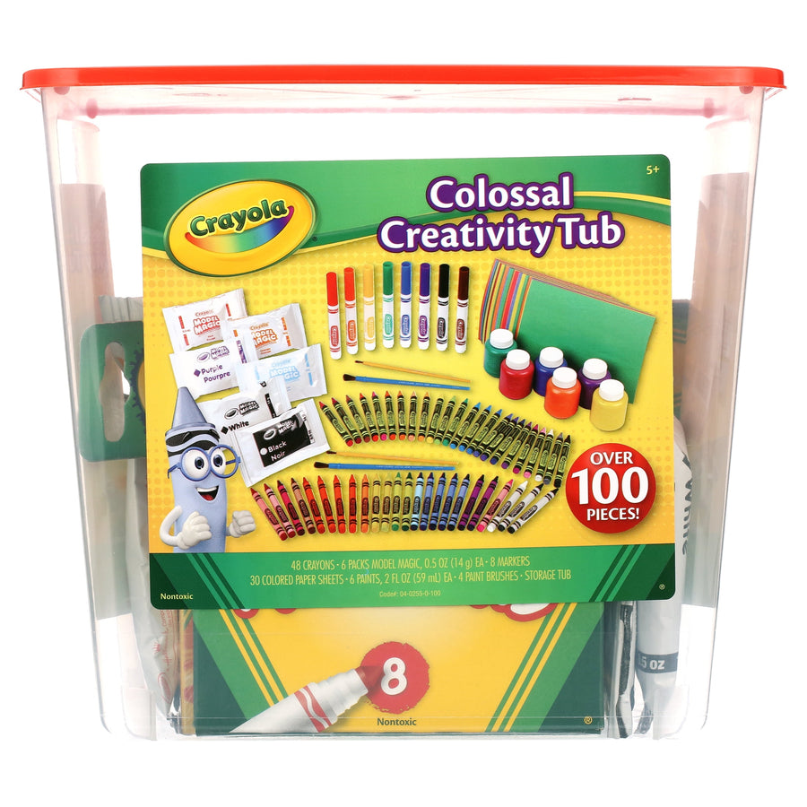 Crayola Creativity Tub, Art Set, 102 Pcs, Arts & Craft Supplies, Creative Toys, Screen Free Activity, Coloring Gift for Kids