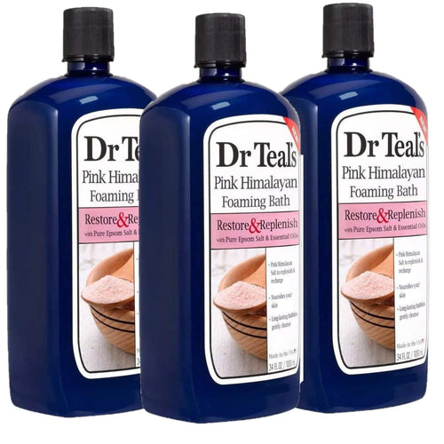 Dr Teal,S Pink Himalayan Salt Foam Bath Gift Set (3 Pack, 34Oz Ea.) - Essential Bergamot & Sweet Orange Oils Blended With Pure Epsom Salt Soothes The Senses & Provides Relief From Stress